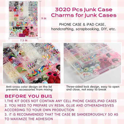 EIiovcnya 4980 Pcs Junk case Charms for Junk Cases, DIY Junk Phone case, Nail Charms, Bling Resin Rhinestone, Bows, Star, Love, Candy, Letter Beads,Beads，etc.