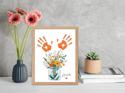 Handprint Kit for Mother's Day & Birthday Gifts, 10 Bulk Personalized Floral Greeting Cards, 8.5x11 Inch DIY Keepsake Art for Mom, New Moms, Grandmas (Mothers Day Crafts & Birthday Celebration Ideas)