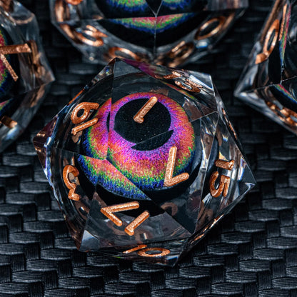 ARUOHHA DND Dragon Eye Dice Liquid Core Resin Sharp Edged Dice Set with Gift Box, RPG Role Playing Game Polyhedral Handmade D and D Dice D20 D12 D10 D8 D6 D4