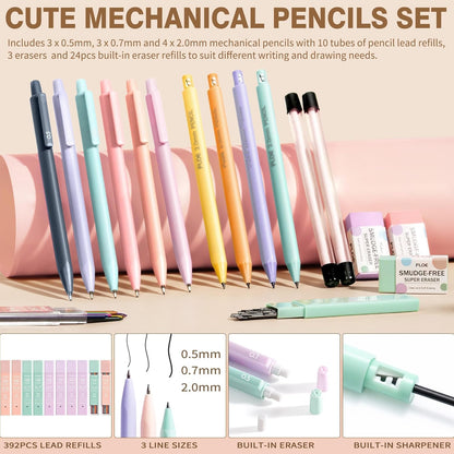 62PCS Aesthetic School Supplies with Cute Pencil Case, Pastel Highlighters Black Ink Gel Pens Mechanical Pencils Kit, Back to School Supplies College Essentials Preppy Stationary Set for Student Girls