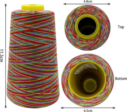 Tortoise 4 Cones of 3000 Yards Each Spool Thread for All Purpose, Serger, Overlock, Quilting, Sewing Machine - 40S/2 Rainbow-4
