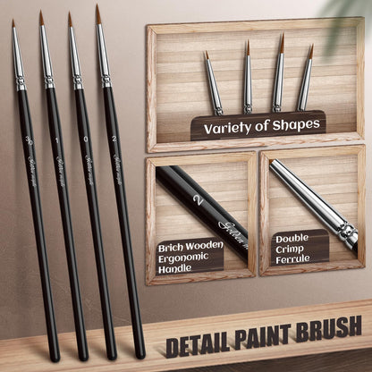 Drybrush Miniature Paint Brushes -10pcs Micro Detail Paint Brush Set, Small Fine Detail Brushes for Acrylics, Watercolors & Paint by Number, Figurine