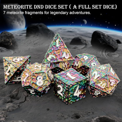 Haxtec DND Dice Set Metal Dice Compatible with Dungeons and Dragons D&D Gift TTRPG Rainbow Polyhedral Dice