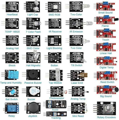 37 - Sensor Assortment Kit: A Sensor Starter Kit for Arduino and Raspberry Pi. Ideal for 37 - in - 1 Robot Projects and a Great Starting Point for Both Arduino and Raspberry Pi Enthusiasts.