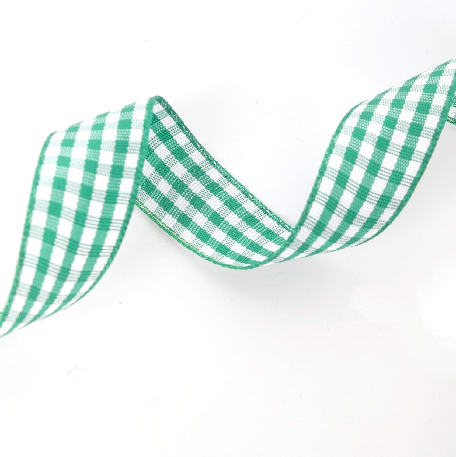Green Gingham Plaid Checked Ribbon 25 Yards Each Roll 100% Polyester (5/8",Green) - Crafty Corner