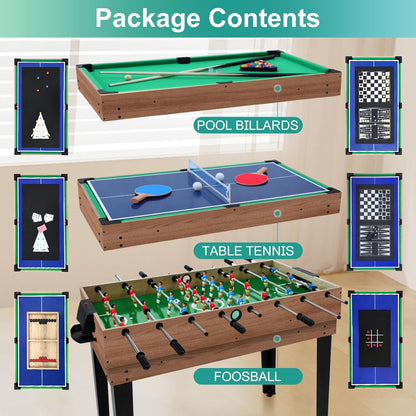 12-in-1 Game Table - 48" Combo Game Table, Ping Pong Table, Foosball Table, Air Hockey Table, Pool Table - Sports Arcade Games with Accessories - Ideal for Game Rooms and Family Game Nights!