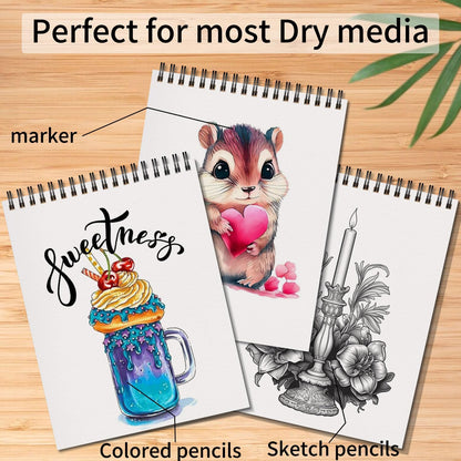 OSIMIG 5 Pack Sketch Book 8.5" x 11" Set, Top Spiral Bound Sketch Pad 150 Sheet Total (68lb/100gsm), Drawing Paper Pad, Sketch Book for Kids, Artist, Adult Art Supplies - Crafty Corner