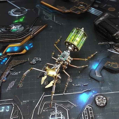 Steampunk Mechanical Ant Model Kit for Adults – 3D DIY Metal Insect Puzzle with Retro Brass Design, Collectible Robot Sculpture for Home & Office Decor, Gift for Hobbyists and Makers (Gatling Ant)