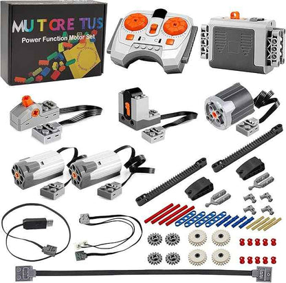 54PCS Power Function Motor Set, Infrared Remote Control&Battery Pack Motor Kit, Compatible with Building Blocks,Technic Sets, Light Electric Functions Motors and Gears, Kid&Adult