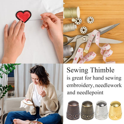 J.CARP 4Pcs Sewing Thimble, Copper Color Sewing Thimble Finger Protector, Finger Shield Fingertip Thimble Sewing Quilting Craft, Accessories DIY Sewing Tools