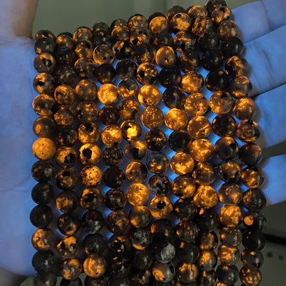 85pcs 4mm Natural Flame Yooperlite Stone Beads Round Healing Energy Power Stone Beads for Jewelry Making DIY Bracelet Necklace Earrings 15" (Flame Stone, 4mm)