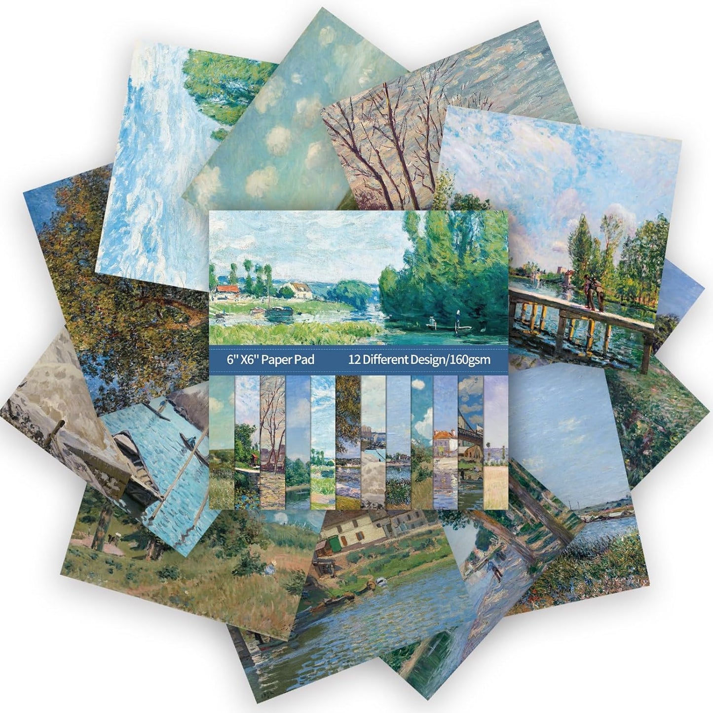 24 Sheets 12 Designs Scrapbook Paper Pad,6"×6” Single-Sided Decopodge Craft Cardstock Paper, Christmas Scrapbooking DIY Decorative Background Cardmaking Supplies.Famous Paintings - Crafty Corner