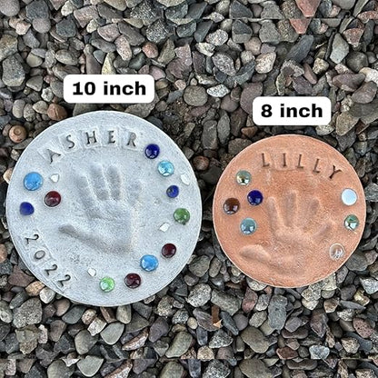 DIY Stepping Stone Kit with Color Pigment, Handprint Stepping Stone, Mother's Day Gift, Footprint Stepping Stone (10 Inch, Orange)