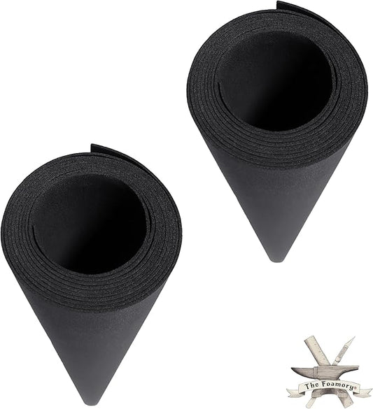 2-Pack Shape Retention EVA Cosplay Foam - 1mm Thick (Black) X-Large 35”x59” High Density EVA Craft Foam Sheets - Premium 85 kg/m3 Heat Shape Material for DIY, Con or Halloween Costumes - The Foamory