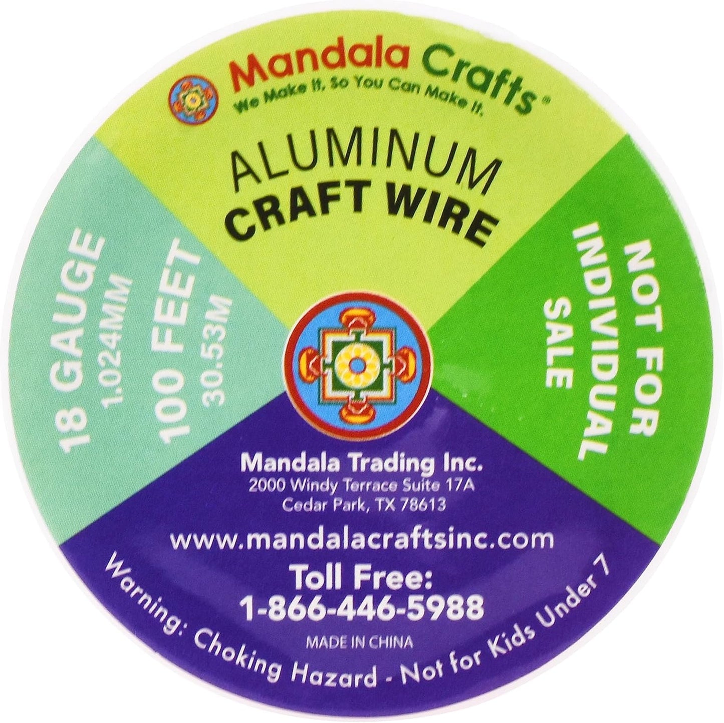 Mandala Crafts 18 Gauge Anodized Aluminum Craft Wire for Jewelry Making - 400 FT Colored Flexible Rainbow Wire - Bendable for Bonsai Armature Crafting Sculpting - Crafty Corner