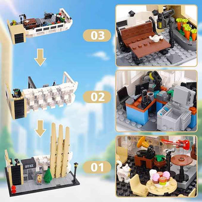 City Office Building Block Set, Streetview City Modular Building Brick 1499 PCS MOC Architecture Model Collectible Display Kit
