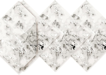 80-Pack Napkins Disposable Paper Towel Cocktail Dinner Party Decoration, Silver Splash