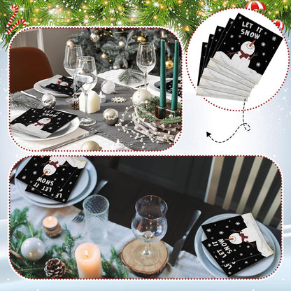 60 Pcs Snowman Cocktail Paper Napkins 6. 5 x 6. 5 Inches Disposable Paper Napkins Dessert Beverage Napkin for Decoupage Luncheon Napkin for Party Wedding Birthday