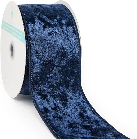 Navy Velvet Ribbon 2.5 Inch x 10 Yards for Christmas Tree Topper Home Decoration Wreath Gift Wrapping DIY Craft - Crafty Corner