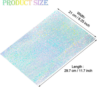 Outus 24 Sheets Holographic Sticker Paper Holographic Laminate Sheets Transparent Overlay Lamination Sticker Self Adhesive Vinyl Film A4 Size, 8.25 x 11.7 Inches(Spot Patterns)