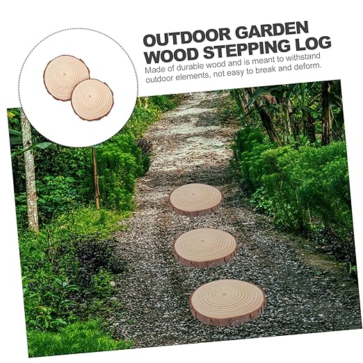 HANABASS 2pcs Wooden Garden Stepping Stones Outdoor for Decorative Walkway DIY Stepping Stone Kit