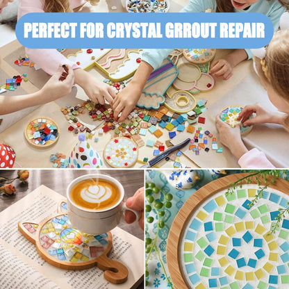 Mosaic Crystal Grout, Mosaics Tile Tools, Mosaic Tile Accessories – Essential for Handmade Grouting and Perfect for DIY Craft Projects (White, 17.6oz)