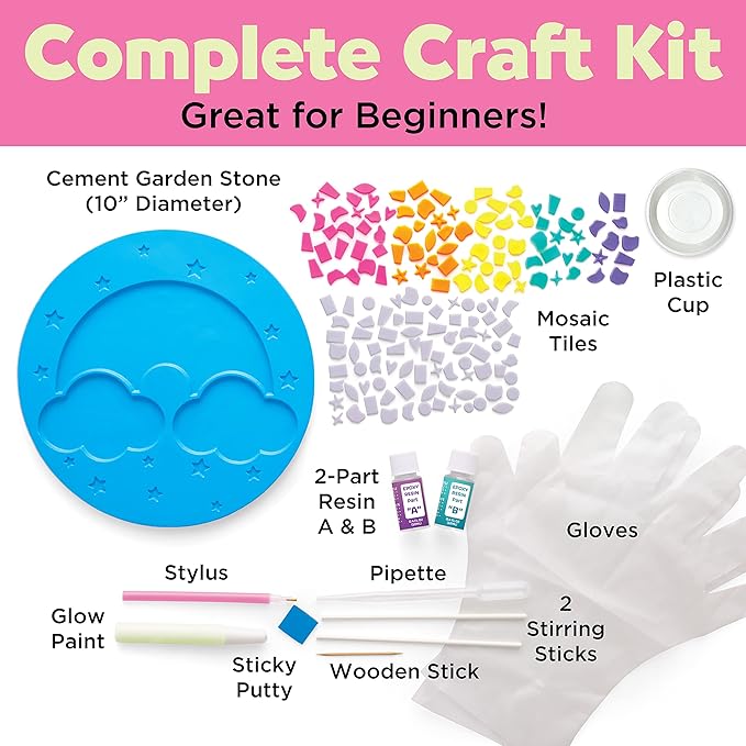 Creativity for Kids Rainbow Garden Stone - Mosaic Stepping Stone Kit, Craft Kits for Kids (Ages 8+)
