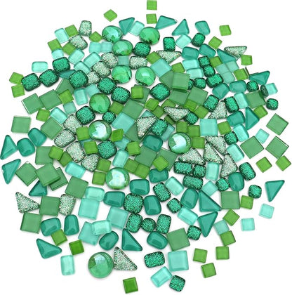 LITMIND 1.1LB Green Mixed Irregular Crystal Glass Mosaic Tiles for Crafts - Perfect for Mosaic Art Projects, Puzzles, and Home Décor