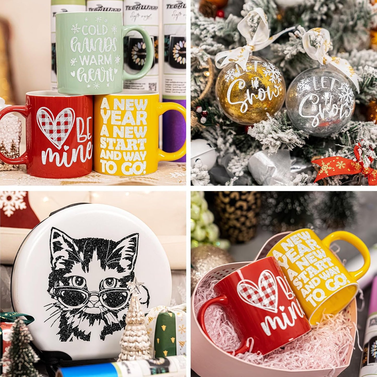 TECKWRAP Shimmer Vinyl Glitter Adhesive Sheets for Craft Cutter 12" x 12" 10 Sheets/Pack