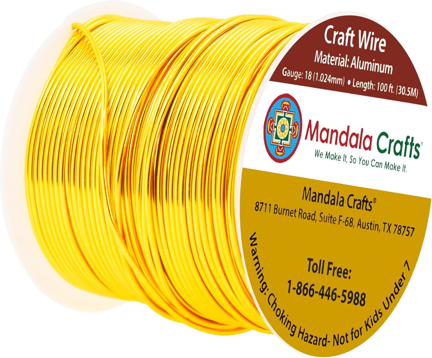 Mandala Crafts 18 Gauge Anodized Aluminum Craft Wire for Jewelry Making - 100 FT Colored Flexible Light Gold Wire - Bendable for Bonsai Armature Crafting Sculpting - Crafty Corner