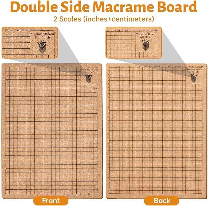 108 Pcs Macrame Board and Pins Kit, 12×16 Inch Wood Macrame Board and Metal Adjustable Holder for Braiding, Knotting and Bracelet Creating