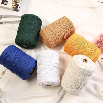 GOHOHOF Macrame Cord 3mm x 546yards Natural Cotton Cord for Macrame Crafts - Soft, Colored Rope for Plant Hangers, Wall Hangings & Dreamcatchers (Latte)
