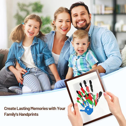 80S Family Handprint Kit, Handprint Art Craft DIY Kit, Baby Hand Print Gift for New Moms, Parents, Grandparents, 6 Safe, Non-Toxic Paints, Ideal for Mother's Day, Father's Day, Anniversary & More