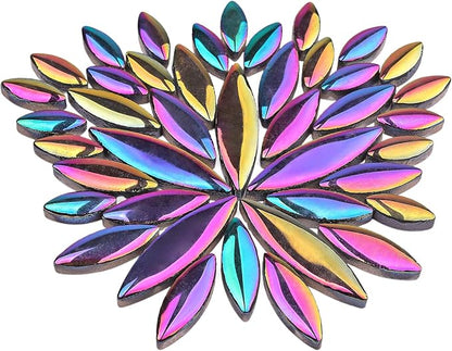 Artspac Iridescent Petal Ceramic Mosaic Tiles for Crafts, 200g Rainbow Flower Tiles Mosaic Pieces for Christmas DIY Crafts, Holiday Mosaic Art & Garden Decor