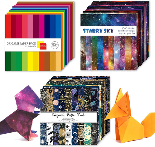 Origami 6x6 Paper Kit 150 Sheets 150 Vivid Colors Double Sided Same Printed Traditional Patterns Square for Arts Crafts Projects Japan Traditional Chiyo.Starry Sky - Crafty Corner