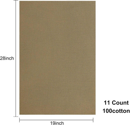 Aida Cloth 11 Count Cross Stitch Fabric,19×28inch (11CT,Tan)
