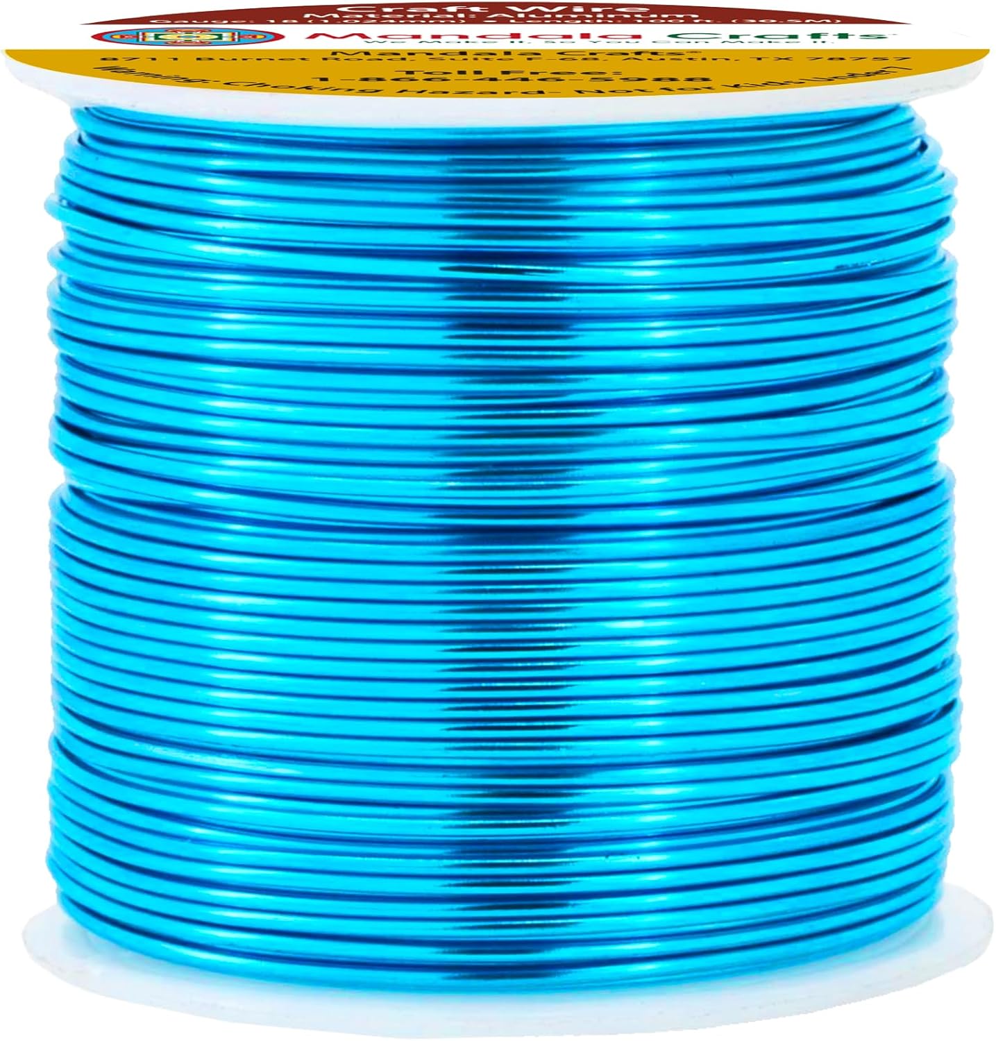 Mandala Crafts 18 Gauge Anodized Aluminum Craft Wire for Jewelry Making - 100 FT Colored Flexible Vivid Sky Blue Wire - Bendable for Bonsai Armature Crafting Sculpting - Crafty Corner