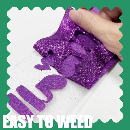 Dark Purple Glitter HTV Heat Transfer Vinyl, 12" x 8ft lron on Vinyl, for T-Shirt Ironing, Vinyl HTV Easy to Cut and Weed, The Best Choice for DIY Creativity. (Dark Purple, 12" x 8ft)