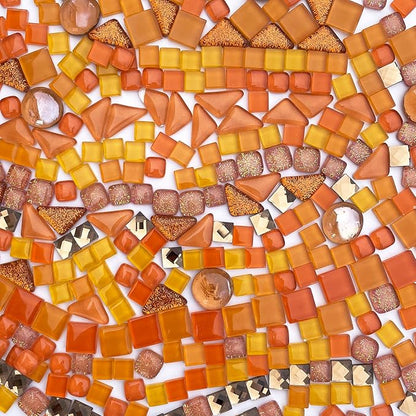 LITMIND 1.1LB Orange Mixed Irregular Crystal Glass Mosaic Tiles for Crafts - Perfect for Mosaic Art Projects, Puzzles, and Home Décor