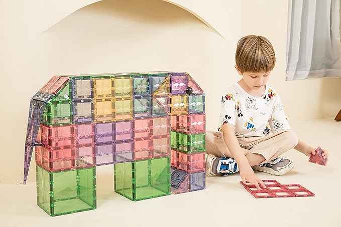 120PCS Premium Magnetic Tiles Set | STEM-Authenticated Magnetic Building Blocks | Educational Construction Toy for Kids Ages 3–8 (Boys & Girls)