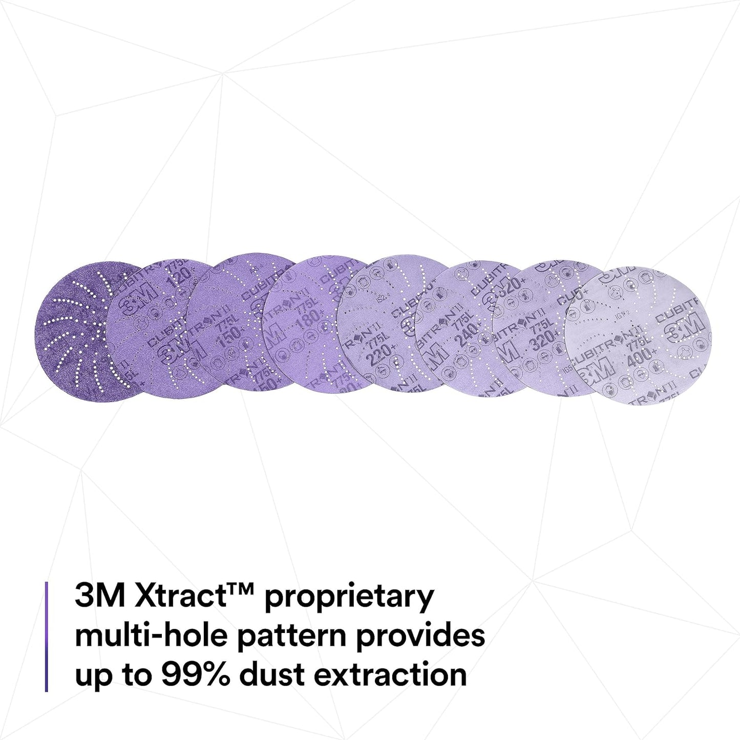 3M Xtract Cubitron II Hookit Clean Sanding Film Disc 775L, 150+, 3 in, Pack of 50 Hook and Loop Sanding Discs for Paint Preparation and Removal, General Sanding, Refining, Blending, and Featheredge