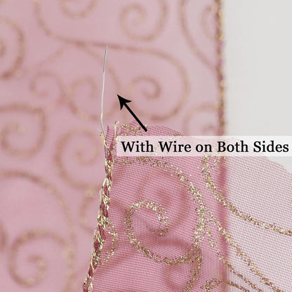 MEEDEE Red Gold Swirl Wired Ribbon 2.5 Inch Dark Red Sheer Ribbon with Gold Swirl Glitter Wired Ribbon Organza Sheer Ribbon 25 Yards Burgundy Sheer Christmas Ribbon for Christmas Tree, Wreath Bow - Crafty Corner