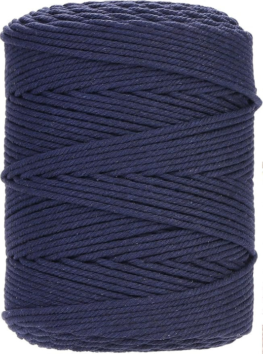 GOHOHOF Macrame Cord 4mm x 328yards Natural Macrame Cotton Rope Colored Macrame Rope Soft Cotton Cord Macrame Supplies Craft Rope Macrame Yarn for Plant Hanger Wall Hanger Dreamcatcher(Denim)