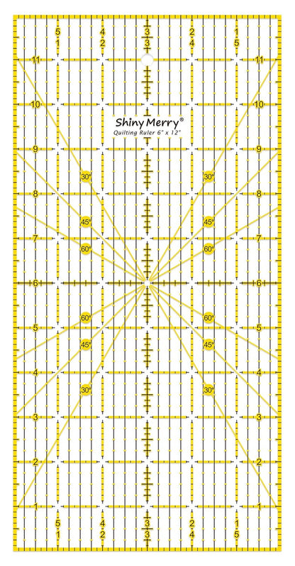 Quilting Ruler 6"x12",Non-Slip Clear Acrylic Sewing Ruler with Easy-to-Read Grid,Yellow & Black Grid Design,Perfect for Fabric,Patchwork,Cutting & Sewing Crafts,Durable Tool for Quilting