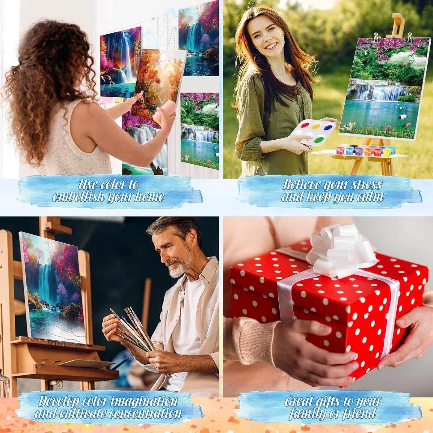 Zhanmai 12 Pack Pre Drawn Canvas for Painting Sip and Paint Kit 8" x 10" Paint Party Set Canvas Painting Pre Printed Canvases for Party Favor DIY Virtual Adult's Date Night(Realistic Landscape) - Crafty Corner