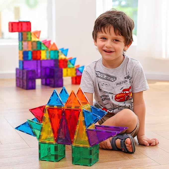 110PCS Premium Magnetic Tiles Set | STEM-Authenticated Magnetic Building Blocks | Educational Construction Toy for Kids Ages 3–8 (Boys & Girls)