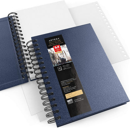 ARTEZA Watercolor Sketchbook Set,3-Pack,64 Pages per Book,5.5 x 8.5 Inches,Blue Hardcover Spiral Notebooks,140-Pound Premium Watercolor Paper for Artists - Crafty Corner