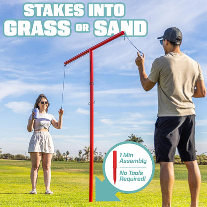 GoSports Tower 5 Giant Ring Swing Versus Game for Adults and Family - Hook and Ring Outdoor Yard Game