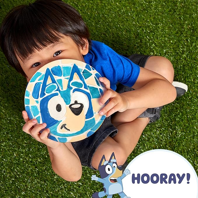 Bluey Paint Your Own Stepping Stone, Design 7 DIY Stone Art, Fun Kit for Kids, Less Mess Paintable Stones Art Set, Great Summer Activity Kids Ages 8, 9, 10, 11