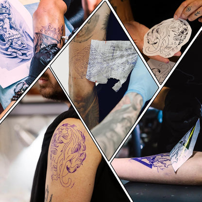 50 Sheets Tattoo Transfer Paper A4 Size Professional Thermal Stencil Paper for Artists, Dual Use with Copier or Hand Drawing, Cut-to-Fit Design